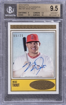 2018 Topps "Brooklyn Collection" Autographs #BCI-MT Mike Trout Signed Card (#05/25) – BGS GEM MINT 9.5/BGS 10